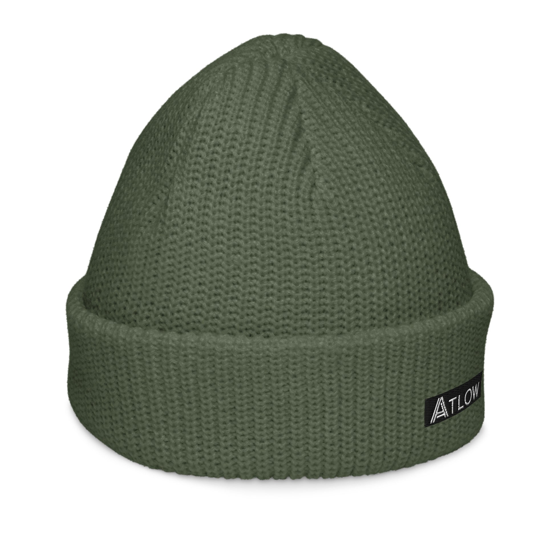 Fisherman Beanie – Cypress Edition with ribbed knit and ATLOW logo, perfect for winter fits.