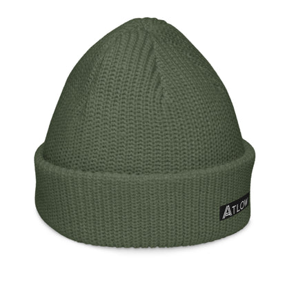 Fisherman Beanie – Cypress Edition with ribbed knit and ATLOW logo, perfect for winter fits.