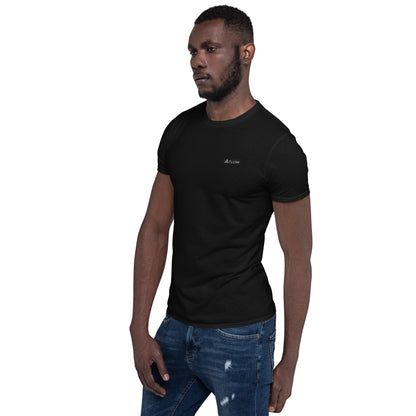 Men's Atlow Everyday Soft Tee worn by a model in black, showcasing its minimalist design and premium softness.